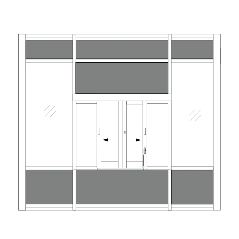 Panelled Bi-Parting Heavy Duty Serving Window Drawing-01