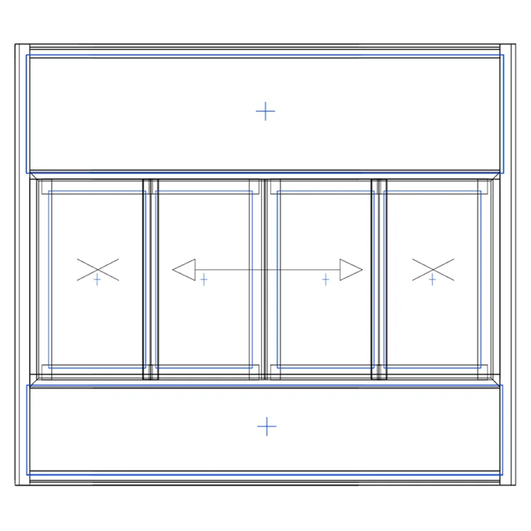 Panelled Bi-Parting Medium Duty Serving Window Drawing