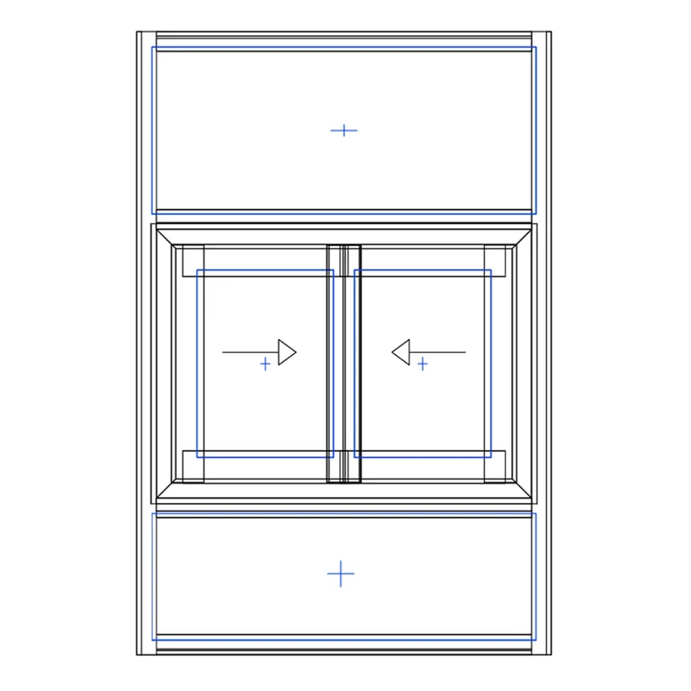 Panelled Single Sliding Medium Duty Serving Window Drawing